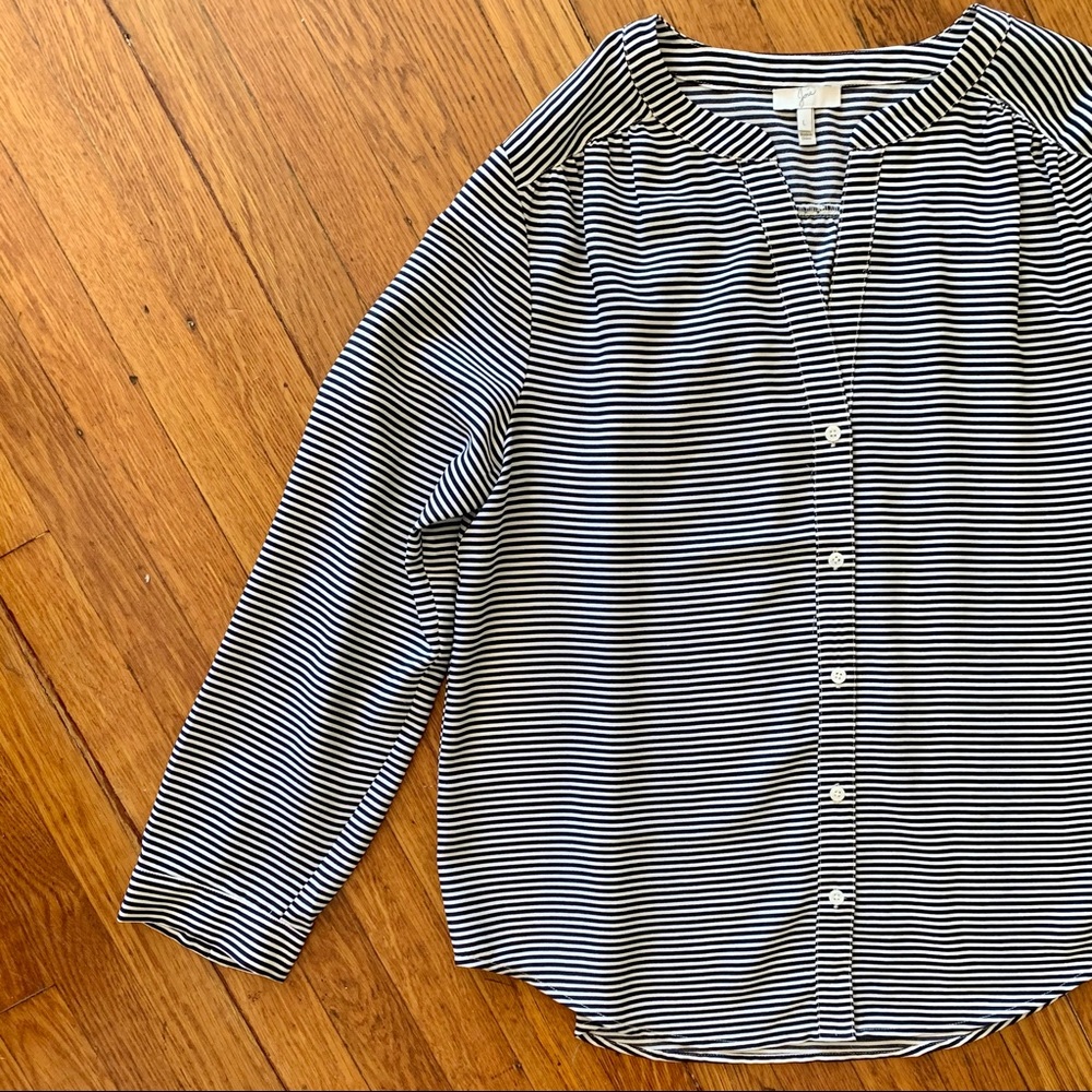 Joie Striped Button Up Blouse sz L - Picture 2 of 4